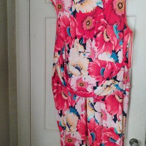 Tahari Orange Floral tropical sleeveless dress Size 24w